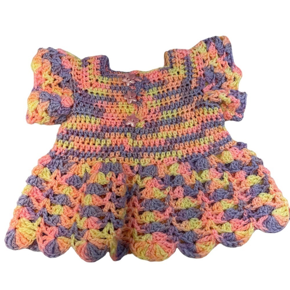 Girl's Multicolor Homemade Crochet Shortsleeve Sweater